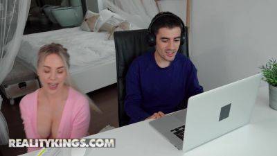 REALITY KINGS - Angie Lynx Has To Be Quiet As She Rides Jordi's Big Cock While Doing A Meeting With His Boss on vidfreenow.com