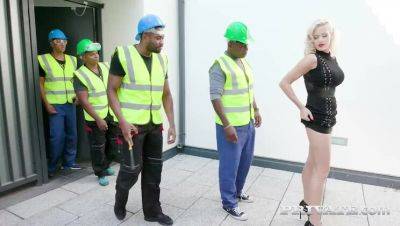 Blonde Nympho Takes on Black Studs on vidfreenow.com