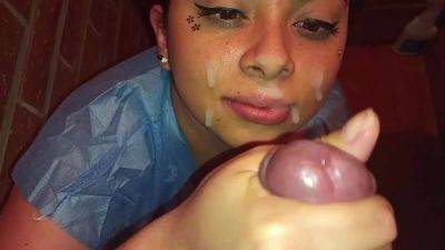 Latina girl being enthusiastic about blowjob and gets facial pov on vidfreenow.com