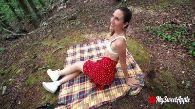 Public Picnic Gone Wild! Horny Brunette Riding Cock Outdoors Begs For A Facial on vidfreenow.com