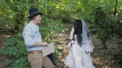 Ebony bride gets lost in the woods and fucked by a random dude on vidfreenow.com