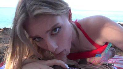 Blonde beauty throats the big dick before sharing outdoor POV sex on vidfreenow.com