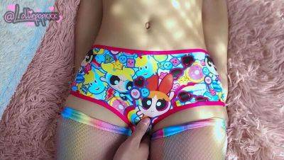 Petite 18-year-old girlfriend, Lolliepopxxxx, excitedly shows off her favorite cartoon character panties on vidfreenow.com