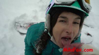 Hotly Sucked A Dick Snowboarder In The Woods In The Frost. Sperm On Face - Mila Fox on vidfreenow.com