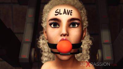 3D Blonde slave submissively serve her mistress on vidfreenow.com