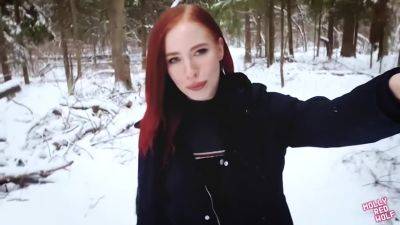 Molly Redwolf - Fucked A Naked Bitch In The Winter Forest. Cum In Her Mouth on vidfreenow.com