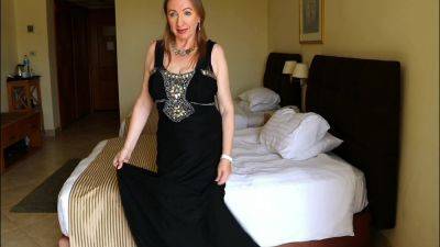 Elegant Intrigue: Busty Gilf Mariaolds Black Dress And Stockings Mystery on vidfreenow.com