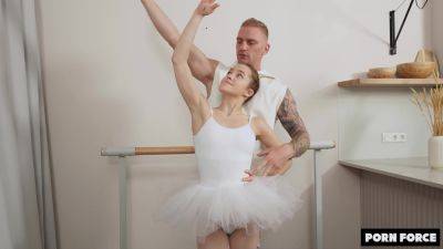 Teen ballerina grants herself a naughty fuck on the dance floor on vidfreenow.com