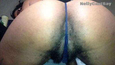 Witness Nelly's Hairy Ebony Pussy Through Her G-String on vidfreenow.com