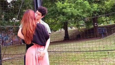 Redhead Teen Lenarica Fucks Big Cock Kyle in University Courtyard on vidfreenow.com