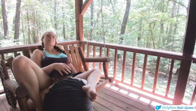 Ginger MILF Wife with Long Braids Gives Outdoor Blowjob and Pussy Licking on Porch - Usa on vidfreenow.com